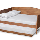 Baxton Studio Veles Mid-Century Modern Ash Walnut Finished Wood Full Size Daybed with Trundle