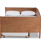 Baxton Studio Veles Mid-Century Modern Ash Walnut Finished Wood Full Size Daybed with Trundle