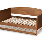 Baxton Studio Veles Mid-Century Modern Ash Walnut Finished Wood Full Size Daybed with Trundle