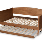Baxton Studio Veles Mid-Century Modern Ash Walnut Finished Wood Full Size Daybed with Trundle