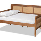 Baxton Studio Toveli Vintage French Inspired Ash Walnut Finished Wood and Synthetic Rattan Full Size Daybed