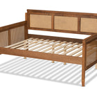 Baxton Studio Toveli Vintage French Inspired Ash Walnut Finished Wood and Synthetic Rattan Full Size Daybed