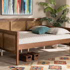 Baxton Studio Toveli Vintage French Inspired Ash Walnut Finished Wood and Synthetic Rattan Full Size Daybed