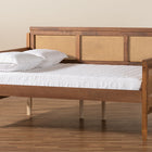 Baxton Studio Toveli Vintage French Inspired Ash Walnut Finished Wood and Synthetic Rattan Full Size Daybed
