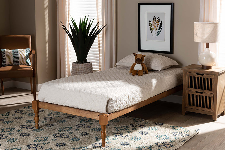 Baxton Studio Iseline Modern and Contemporary Walnut Brown Finished Wood Twin Size Platform Bed Frame 