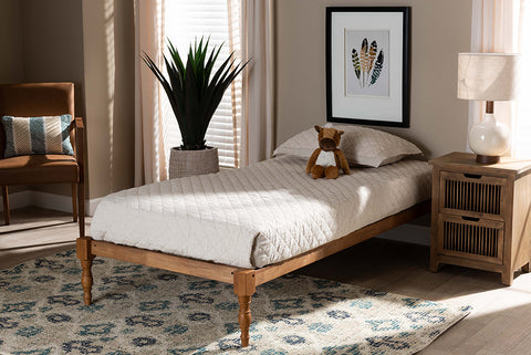Baxton Studio Iseline Modern and Contemporary Walnut Brown Finished Wood Twin Size Platform Bed Frame 