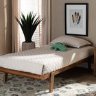 Baxton Studio Kaia Mid-Century Modern Walnut Brown Finished Wood Twin Size Platform Bed Frame