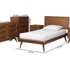 Baxton Studio Melora Mid-Century Modern Walnut Brown Finished Wood and Rattan Twin Size 5-Piece Bedroom Set