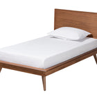 Baxton Studio Melora Mid-Century Modern Walnut Brown Finished Wood and Rattan Twin Size 5-Piece Bedroom Set