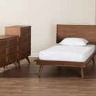 Baxton Studio Melora Mid-Century Modern Walnut Brown Finished Wood and Rattan Twin Size 4-Piece Bedroom Set