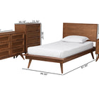 Baxton Studio Melora Mid-Century Modern Walnut Brown Finished Wood and Rattan Twin Size 4-Piece Bedroom Set