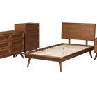 Baxton Studio Melora Mid-Century Modern Walnut Brown Finished Wood and Rattan Twin Size 4-Piece Bedroom Set