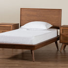 Baxton Studio Melora Mid-Century Modern Walnut Brown Finished Wood and Rattan Twin Size 3-Piece Bedroom Set