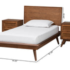 Baxton Studio Melora Mid-Century Modern Walnut Brown Finished Wood and Rattan Twin Size 3-Piece Bedroom Set