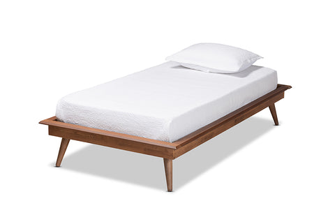 Baxton Studio Karine Mid-Century Modern Walnut Brown Finished Wood Twin Size Platform Bed Frame