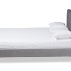 Baxton Studio Nami Modern Contemporary Glam and Luxe Light Grey Velvet Fabric Upholstered and Gold Finished Queen Size Platform Bed
