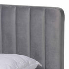 Baxton Studio Nami Modern Contemporary Glam and Luxe Light Grey Velvet Fabric Upholstered and Gold Finished Queen Size Platform Bed