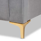 Baxton Studio Nami Modern Contemporary Glam and Luxe Light Grey Velvet Fabric Upholstered and Gold Finished Queen Size Platform Bed