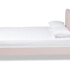 Baxton Studio Nami Modern Contemporary Glam and Luxe Light Pink Velvet Fabric Upholstered and Gold Finished Queen Size Platform Bed