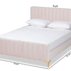 Baxton Studio Nami Modern Contemporary Glam and Luxe Light Pink Velvet Fabric Upholstered and Gold Finished Queen Size Platform Bed