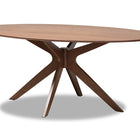 Baxton Studio Monte Mid-Century Modern Walnut Brown Finished Wood 71-Inch Oval Dining Table