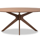 Baxton Studio Monte Mid-Century Modern Walnut Brown Finished Wood 71-Inch Oval Dining Table