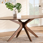 Baxton Studio Monte Mid-Century Modern Walnut Brown Finished Wood 71-Inch Oval Dining Table