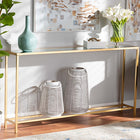 Baxton Studio Alessa Modern and Contemporary Glam Gold Finished Metal and Mirrored Glass Console Table