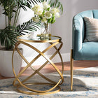Baxton Studio Desma Glam and Luxe Gold Finished Metal and Mirrored Glass End Table