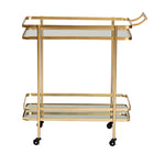 Baxton Studio Destin Modern and Contemporary Glam Brushed Gold Finished Metal and Mirrored Glass 2-Tier Mobile Wine Bar Cart