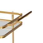 Baxton Studio Destin Modern and Contemporary Glam Brushed Gold Finished Metal and Mirrored Glass 2-Tier Mobile Wine Bar Cart