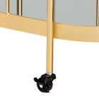 Baxton Studio Kamal Modern and Contemporary Glam Brushed Gold Finished Metal and Mirrored Glass 2-Tier Mobile Wine Bar Cart