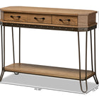 Baxton Studio Kellyn Vintage Rustic Industrial Oak Brown Finished Wood and Black Finished Metal 3-Drawer Console Table