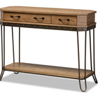 Baxton Studio Kellyn Vintage Rustic Industrial Oak Brown Finished Wood and Black Finished Metal 3-Drawer Console Table