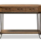 Baxton Studio Kellyn Vintage Rustic Industrial Oak Brown Finished Wood and Black Finished Metal 3-Drawer Console Table