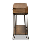 Baxton Studio Kellyn Vintage Rustic Industrial Oak Brown Finished Wood and Black Finished Metal 3-Drawer Console Table