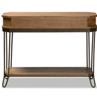 Baxton Studio Kellyn Vintage Rustic Industrial Oak Brown Finished Wood and Black Finished Metal 3-Drawer Console Table