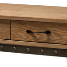 Baxton Studio Kellyn Vintage Rustic Industrial Oak Brown Finished Wood and Black Finished Metal 3-Drawer Console Table
