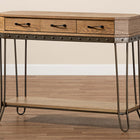 Baxton Studio Kellyn Vintage Rustic Industrial Oak Brown Finished Wood and Black Finished Metal 3-Drawer Console Table
