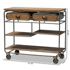 Baxton Studio Grant Vintage Rustic Industrial Oak Brown Finished Wood and Black Finished Metal 2-Drawer Kitchen Cart