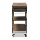 Baxton Studio Grant Vintage Rustic Industrial Oak Brown Finished Wood and Black Finished Metal 2-Drawer Kitchen Cart