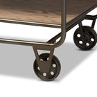 Baxton Studio Grant Vintage Rustic Industrial Oak Brown Finished Wood and Black Finished Metal 2-Drawer Kitchen Cart