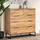 Baxton Studio Franklin Modern and Contemporary Oak Finished Wood and Black Finished Metal 5-Drawer Bedroom Chest