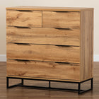 Baxton Studio Franklin Modern and Contemporary Oak Finished Wood and Black Finished Metal 5-Drawer Bedroom Chest