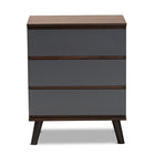 Baxton Studio Roldan Modern and Contemporary Two-Tone Walnut and Grey Finished Wood 3-Drawer Bedroom Chest
