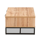 Baxton Studio Franklin Modern and Contemporary Oak Brown Finished Wood and Black Finished Metal 2-Drawer Coffee Table