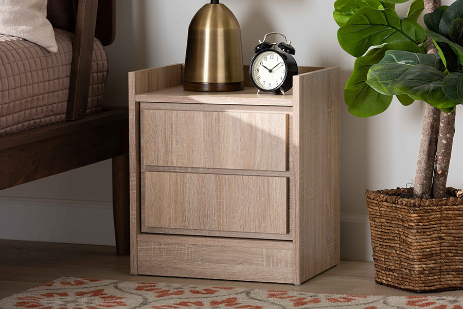 Baxton Studio Hale Modern and Contemporary Oak Finished Wood 1-Door Nightstand