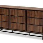Baxton Studio Neil Modern and Contemporary Walnut Brown Finished Wood and Black Finished Metal 3-Door Dining Room Sideboard Buffet