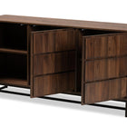 Baxton Studio Neil Modern and Contemporary Walnut Brown Finished Wood and Black Finished Metal 3-Door Dining Room Sideboard Buffet