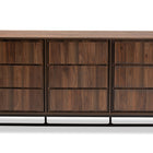 Baxton Studio Neil Modern and Contemporary Walnut Brown Finished Wood and Black Finished Metal 3-Door Dining Room Sideboard Buffet